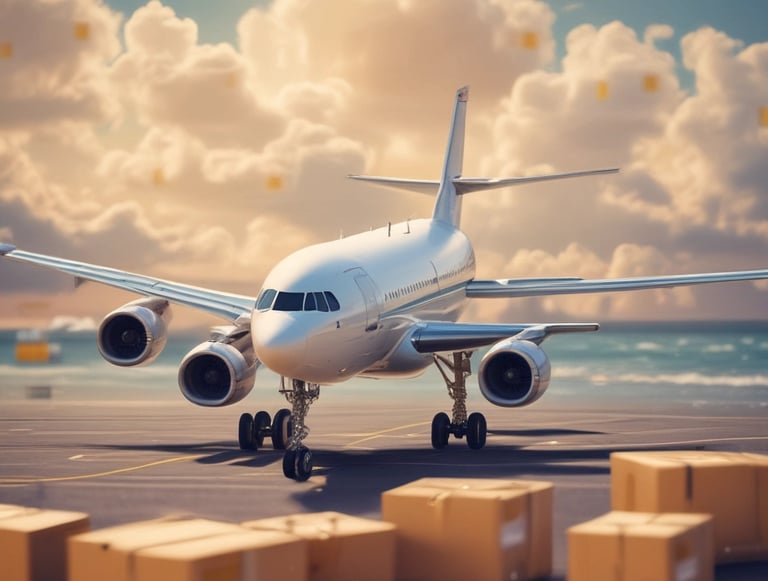 A delivery truck loaded with packages ready to depart under a bright blue sky.