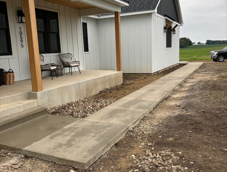concrete walkway and porch at new MN residential build