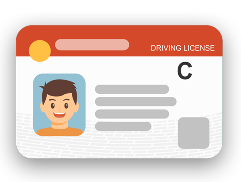 a driver's license card with a driver's license