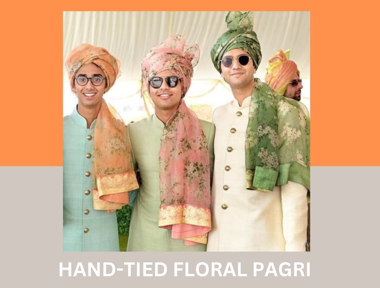 Hand-Tied floral pagri by geet events