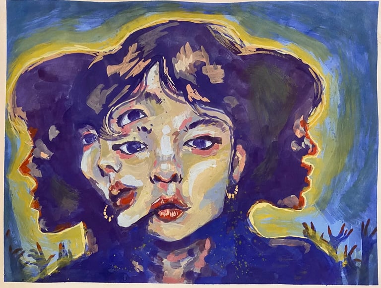 Original Takara Welter Gouache Painting on Paper titled, "Divine Passions"