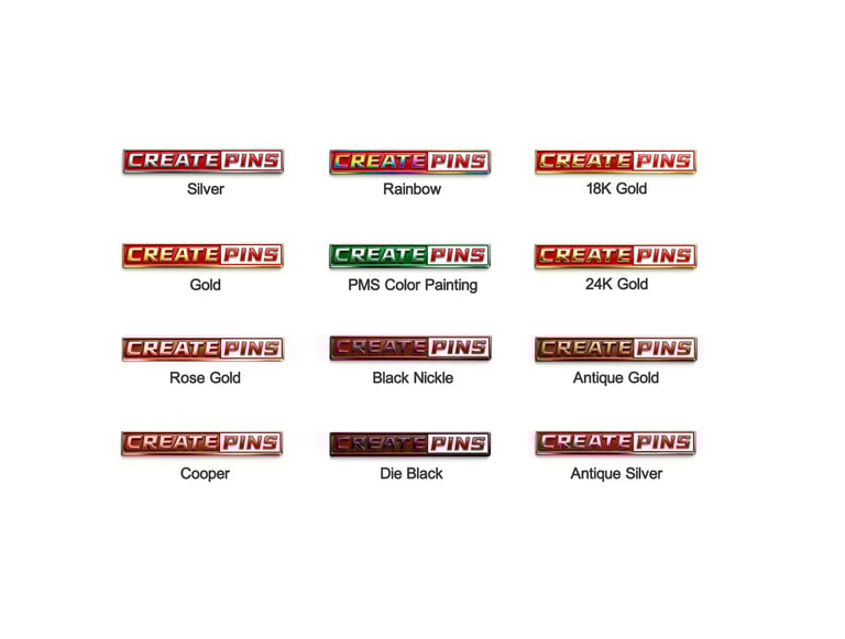 Createpins logo pins with multiple plating colors