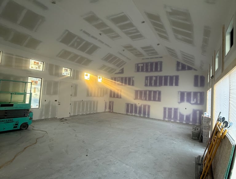 custom garage with fresh mud and finish in minnetonka mn