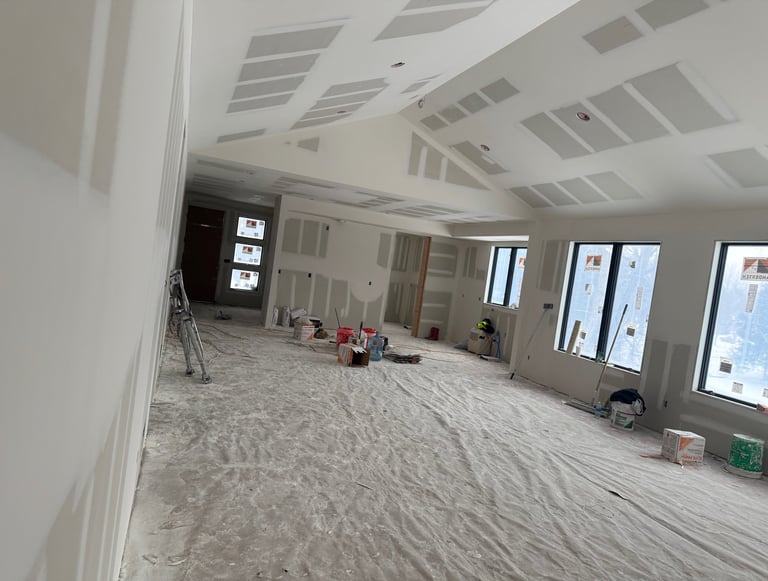 custom home with fresh mud and tape in minnetonka mn