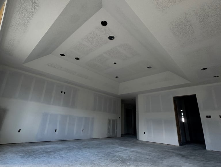 mudding and taping with textured ceilings on a central mn home