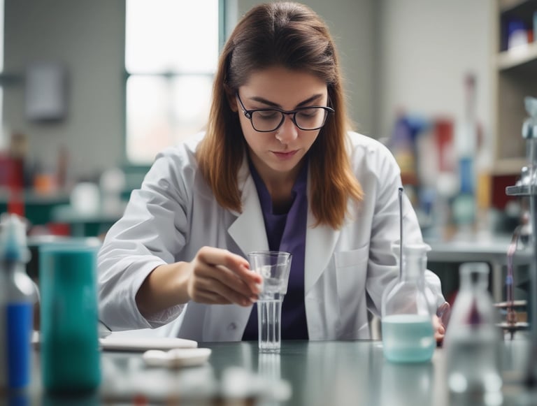 Close-up of a variety of colorful personal lubricant bottles arranged on a dark purple background.