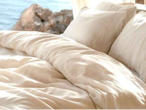 100% organic cotton percale duvet cover set with pillow shams by Sleep and Beyond