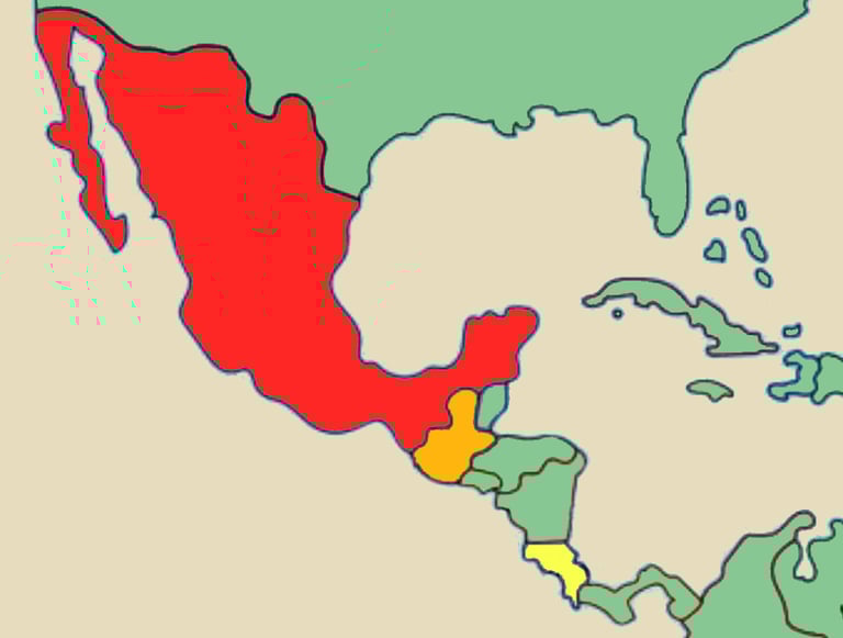 Karte von Mittelamerika mit Mexiko, Guatemala und Costa Rica