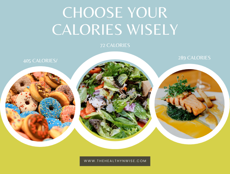 a variety of food items including a variety of calories