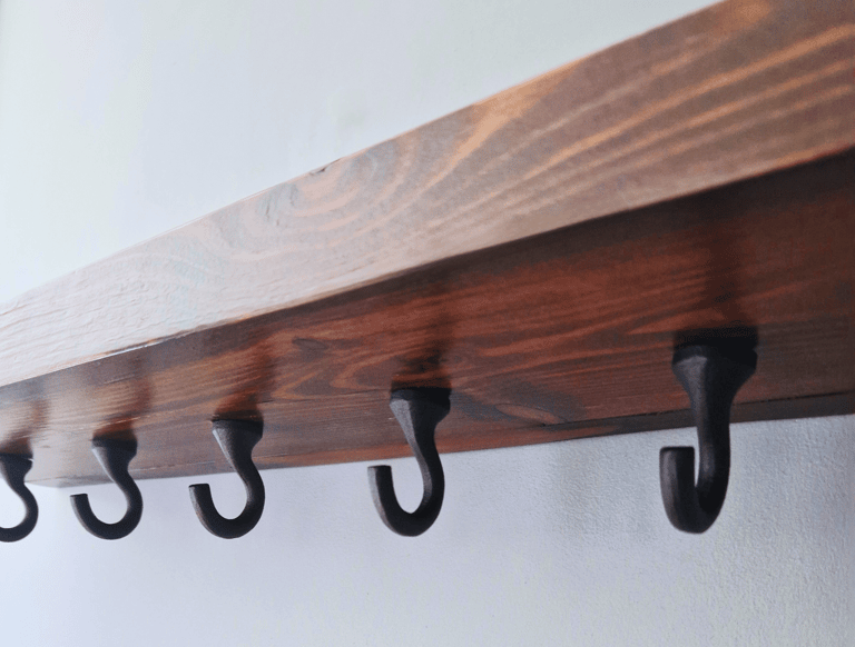 Cast Iron towel rack rustic industrial  rustic Shelf Hanger Solid Handmade Ye Olde Wooden Board