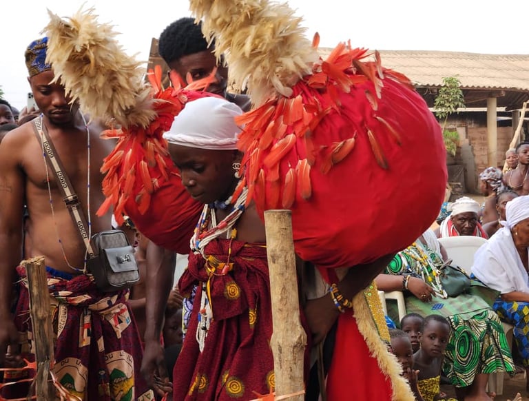 A young Beninese Voodoo Adept in Trance during the Voodoo Festival in Benin