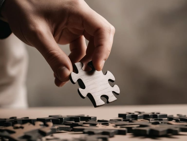 a person holding a piece of puzzle puzzle piece