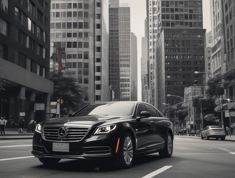 Inside a transport vehicle with large windows overlooking a body of water, two people are seated, facing the view. The interior appears spacious with blue seating, and the atmosphere is calm and quiet.