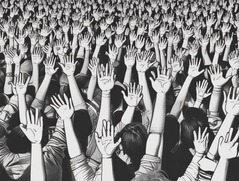 crowd of people holding placards