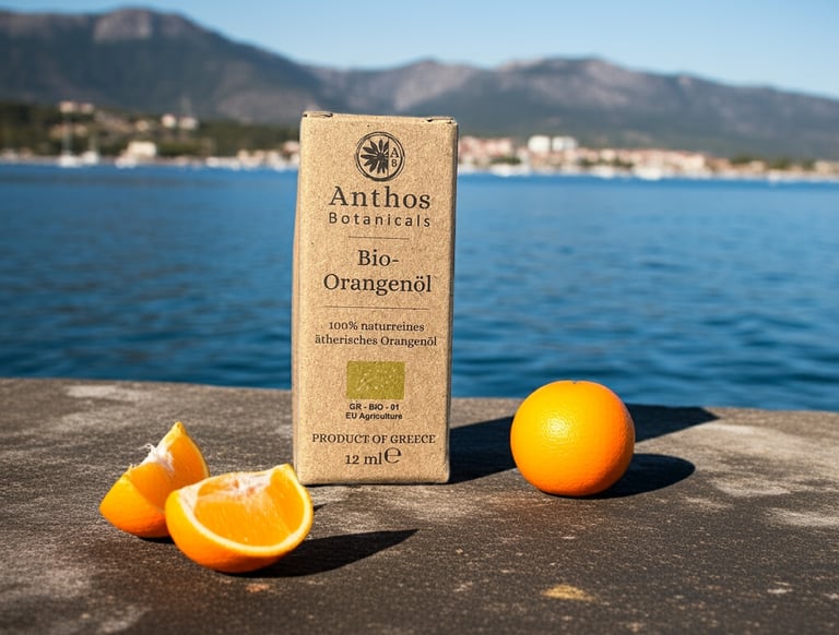 a box of oranges sitting on a rock