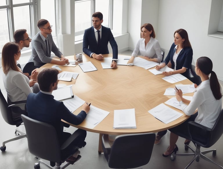 A group of professionals engaged in a corporate training session.