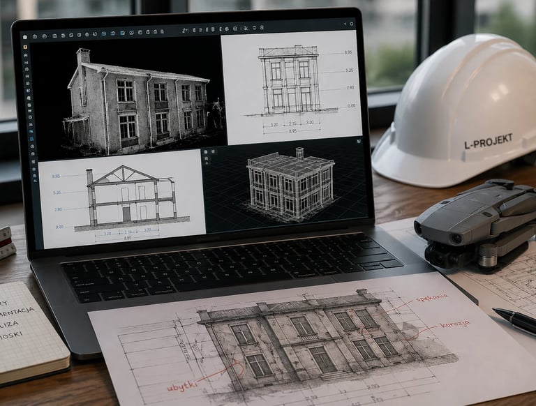 Analiza danych pomiarowych budynku – model 3D i dokumentacja techniczna