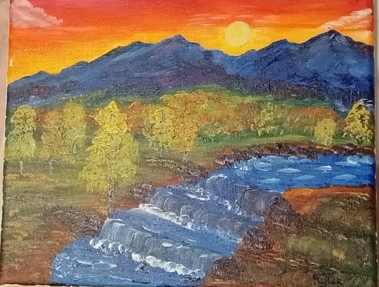 Seasons of Indigo Mountain - Autumn (painting) Kylee Nicole Smith