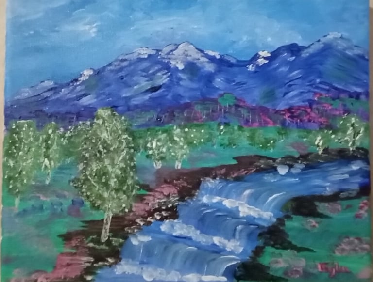 Seasons of Indigo Mountain - Spring (painting) Kylee Nicole Smith