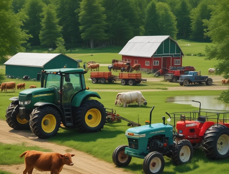A gentle mother cow with her calf resting peacefully in a sunlit Illinois meadow.