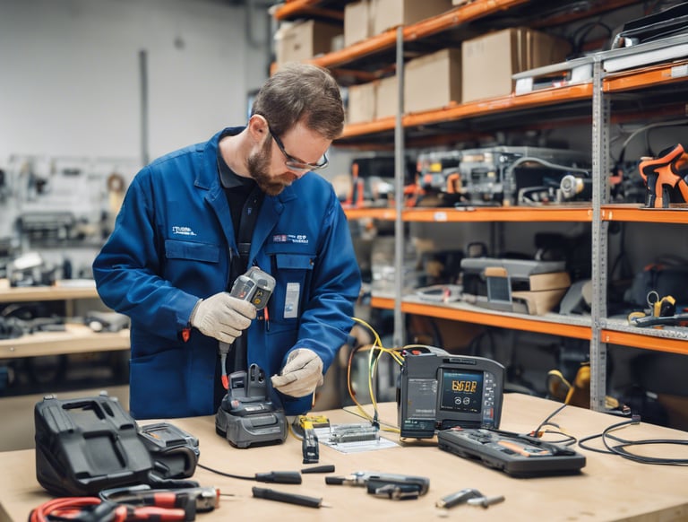 a person in a white suit and blue gloves