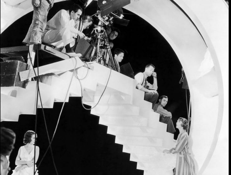 Berkeley and crew filming Judy Garland and Mickey Rooney’s “I Got Rhythm” with cowboy dancers.