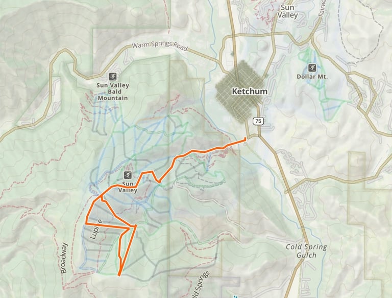 Sun Valley ID partial ski track