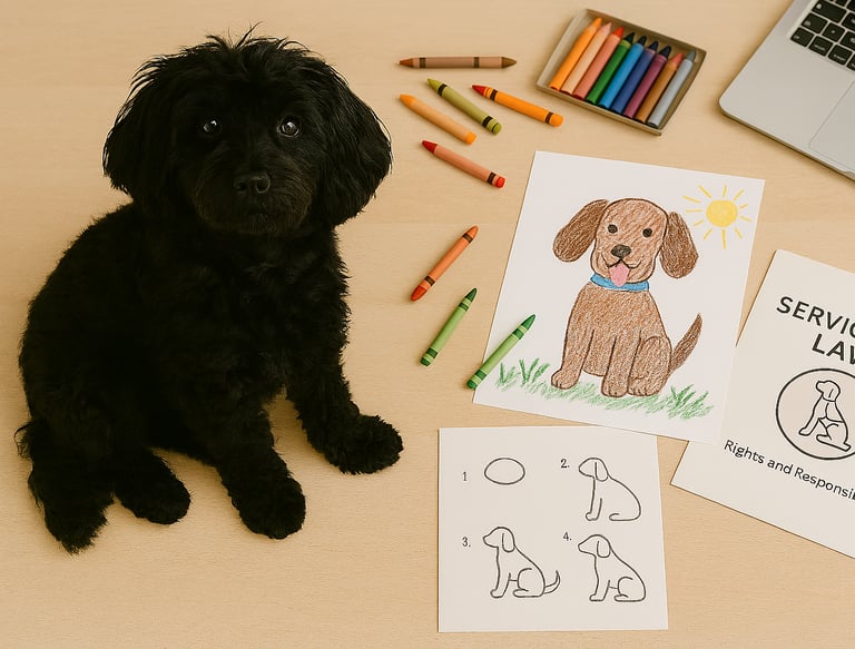 A black cockapoo sat beside downloadable content