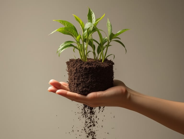 a person holding a plant in their hands. ghretek