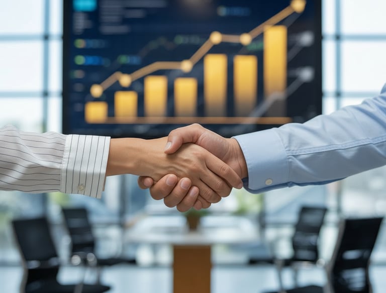 Ad interim Manager gibt Handschlag als Versprechen für qualitative Leistung