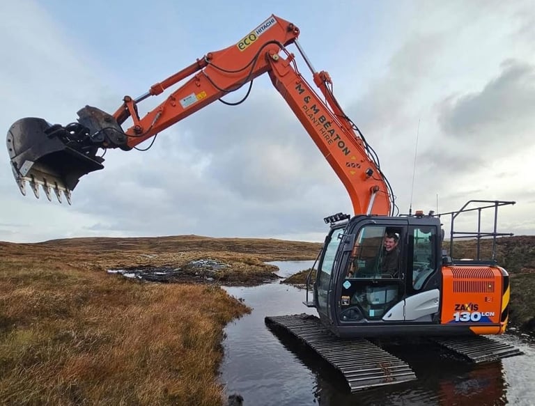 M&M Beaton excavator on Highland peatland restoration site