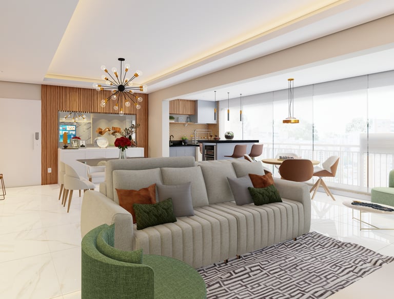 Projeto de Reforma de Sala de Estar de Luxo em São Paulo Zona Sul