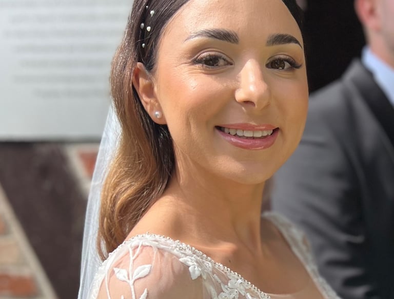 a woman in a wedding dress and a man in a suit