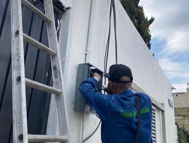 hombre resolviendo problema electrico