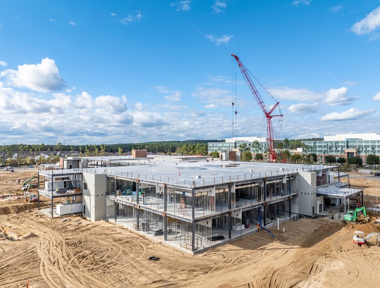 Drone image of building under construction