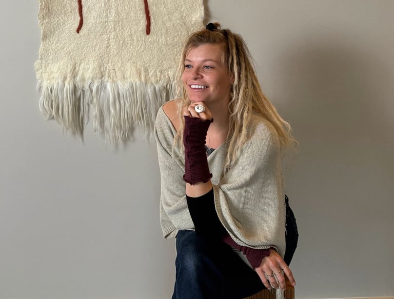 wool wall hanging with tribal pattern handmade art unique