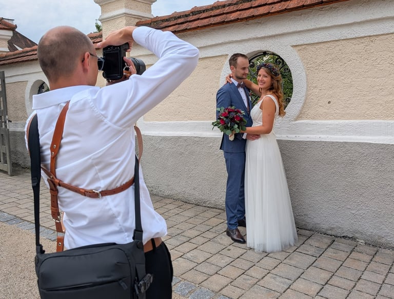 a man and woman taking a photo of themselves
