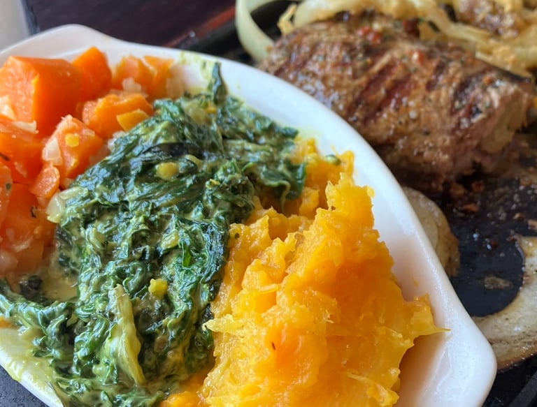 steak with butternut and spinach in Durban, south Africa