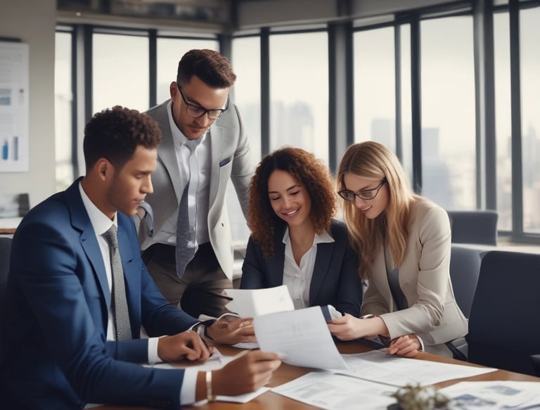 Photo of a friendly business advisor discussing loan options with a client in a bright office.