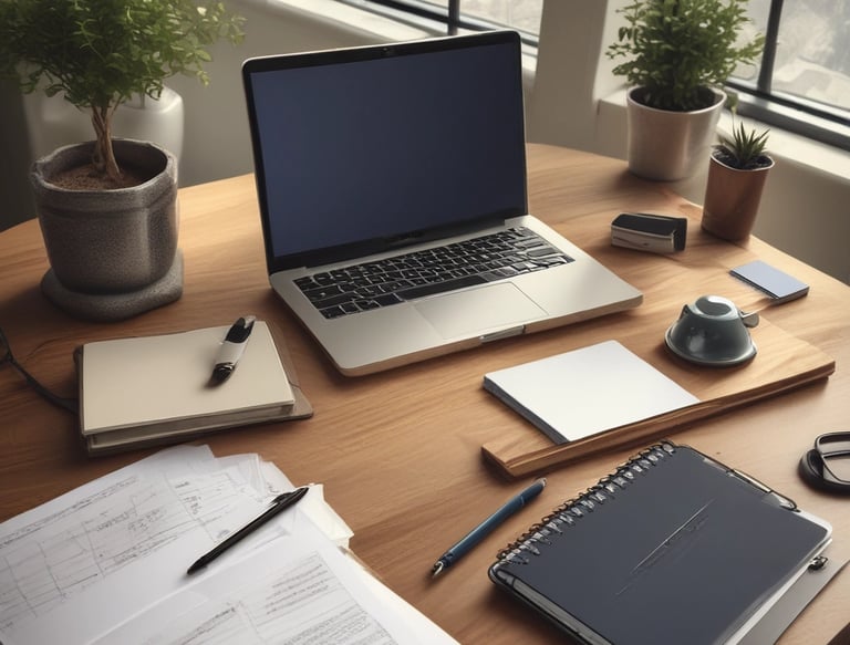 Close-up of a notebook with Spanish vocabulary and colorful notes beside a laptop.