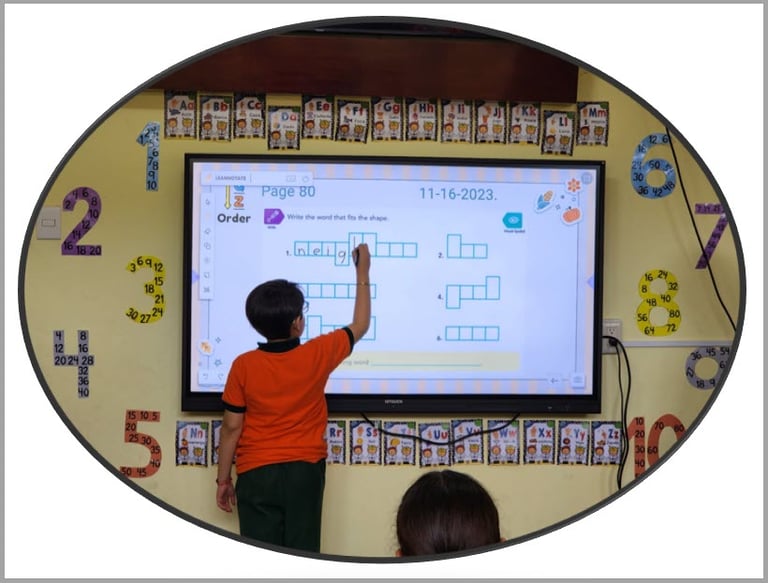 Pantalla interactiva i3CONNECT en clase de inglés en primaria