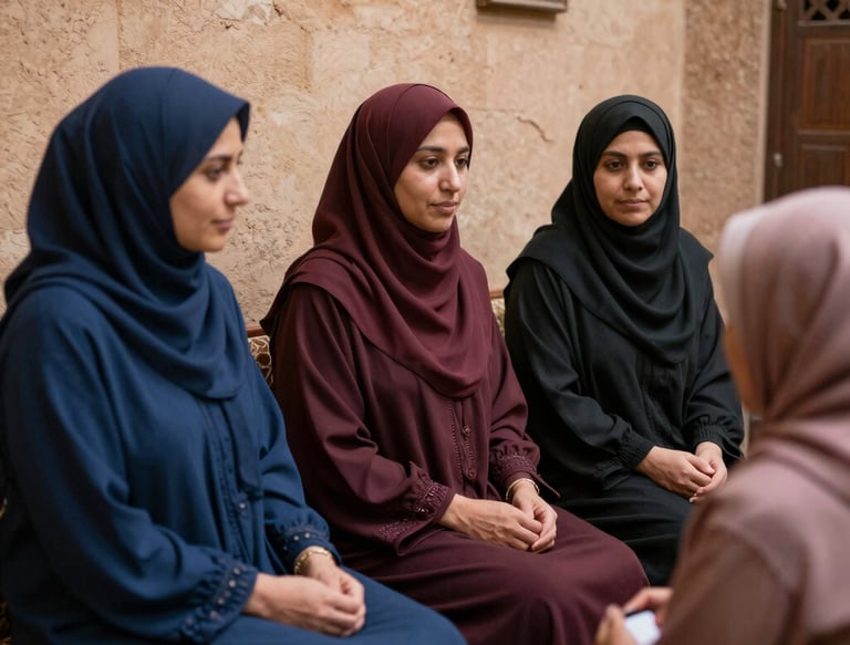 A candid moment of a widowed mother learning sewing skills during a vocational training session.