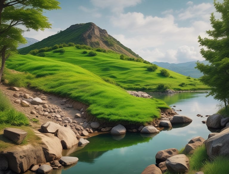 A serene sunrise over a peaceful mountain landscape symbolizing balance and new beginnings.