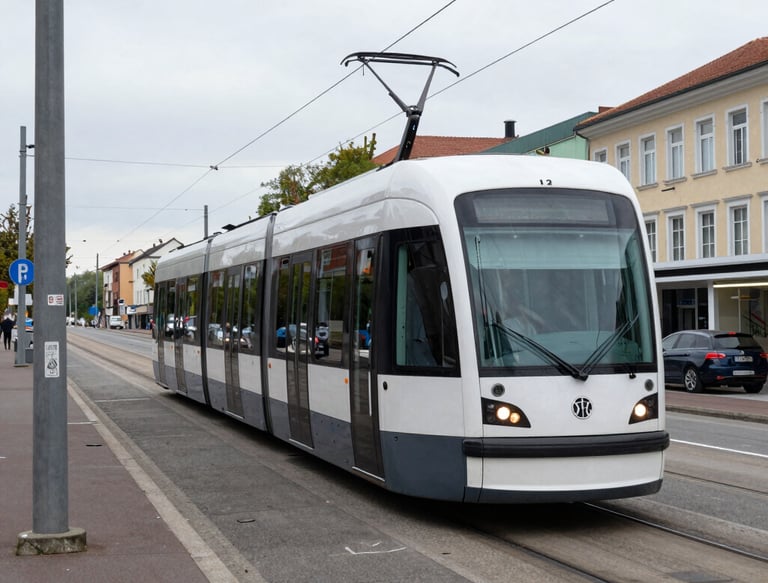 Electricians in safety gear performing grounding work on railway overhead lines near Stuttgart.