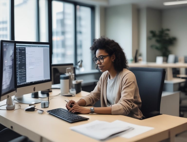 A vibrant office scene with a diverse team collaborating on digital marketing strategies.