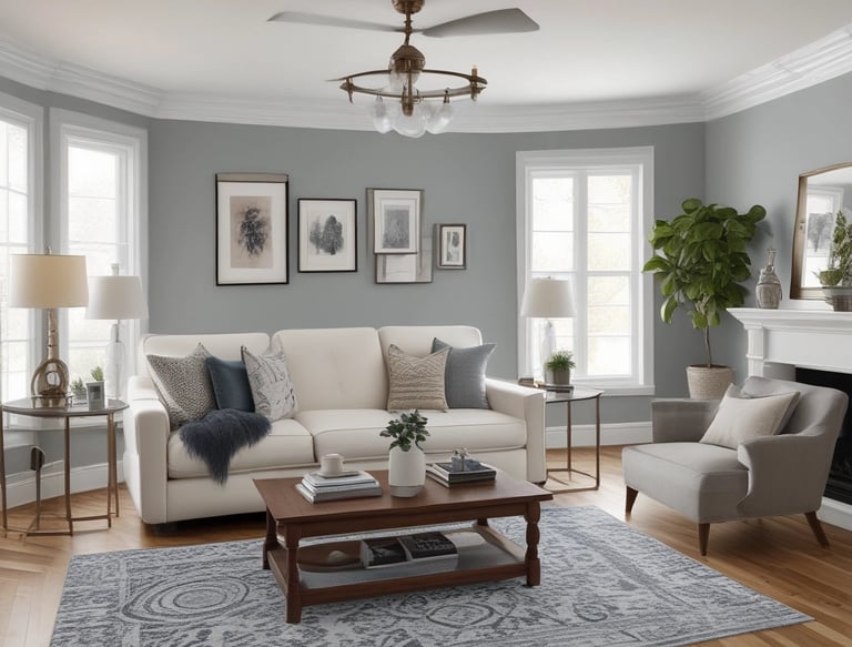 Close-up of a painter’s hand rolling crisp white paint on a smooth interior wall.