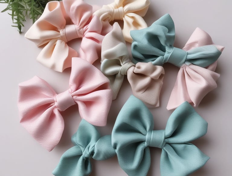 A serene workspace with pastel-colored handmade accessories and natural materials.