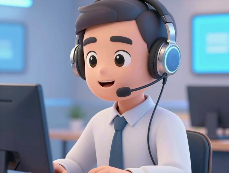 Futuristic AI assistant interface glowing softly in a modern workspace.