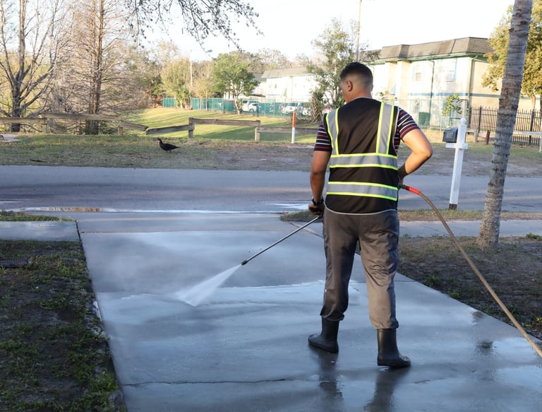 Man doing Pressure washing
