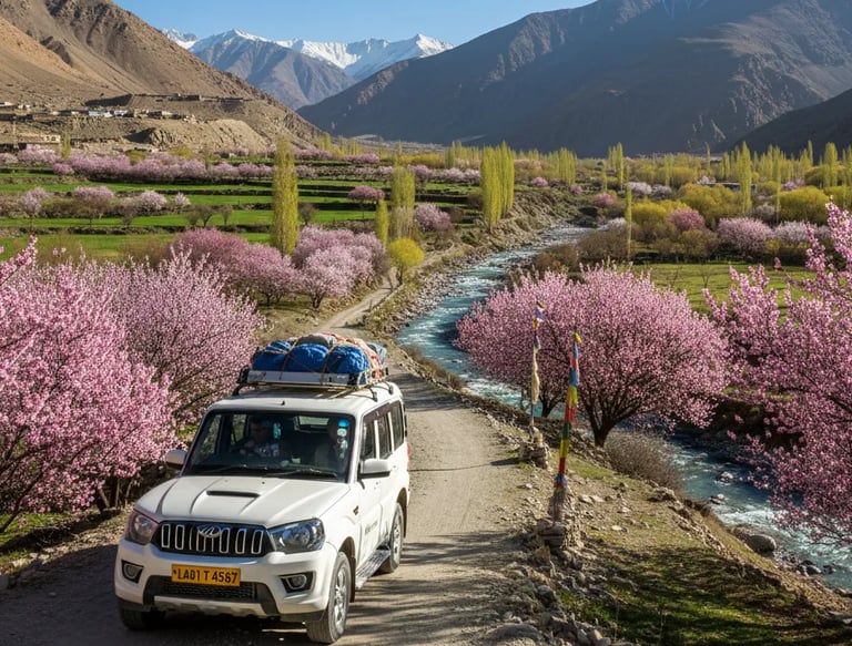 Rugged Suv scorpio hired from Ladakh Taxi service
